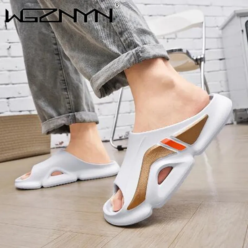 

2023 Slippers Men's Thick Platform Bathroom Home Slippers Men Soft Sole EVA Indoor Slides Man Sandals Summer Non-slip Flip Flops