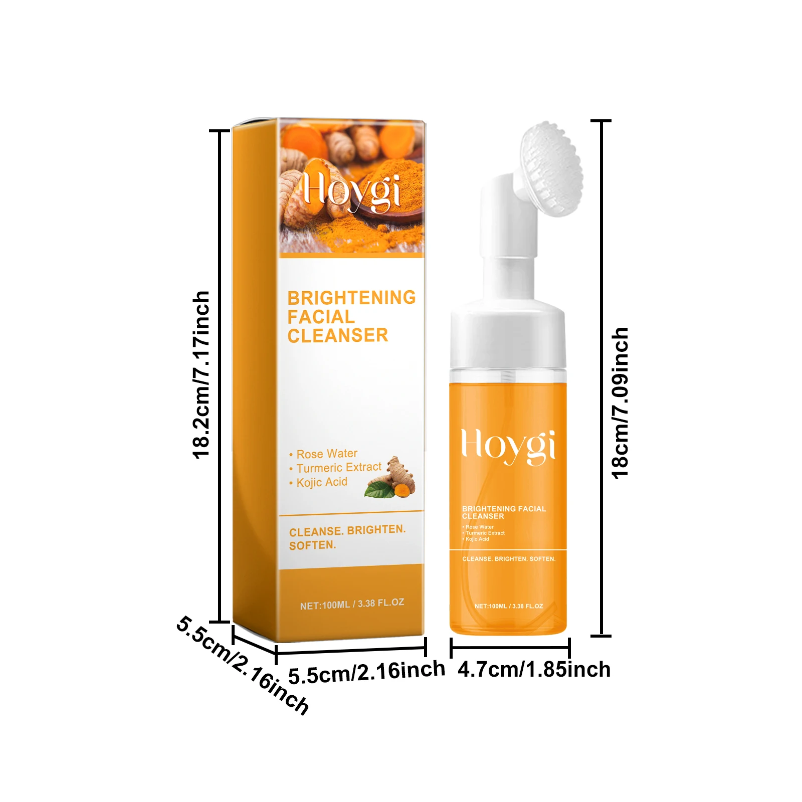 Turmeric Cleanser Deeply Cleansing Kojic Acid Blackhead Remover Skin Cleansing Oil Control Fade Acne Marks Brighten Foam Cleanse 6