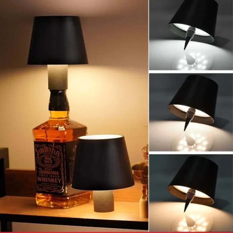 Wireless Bottle Lamp – Touch Control, 3 Colors, Stepless Dimming, Wine Bottle Cork Alternative 2