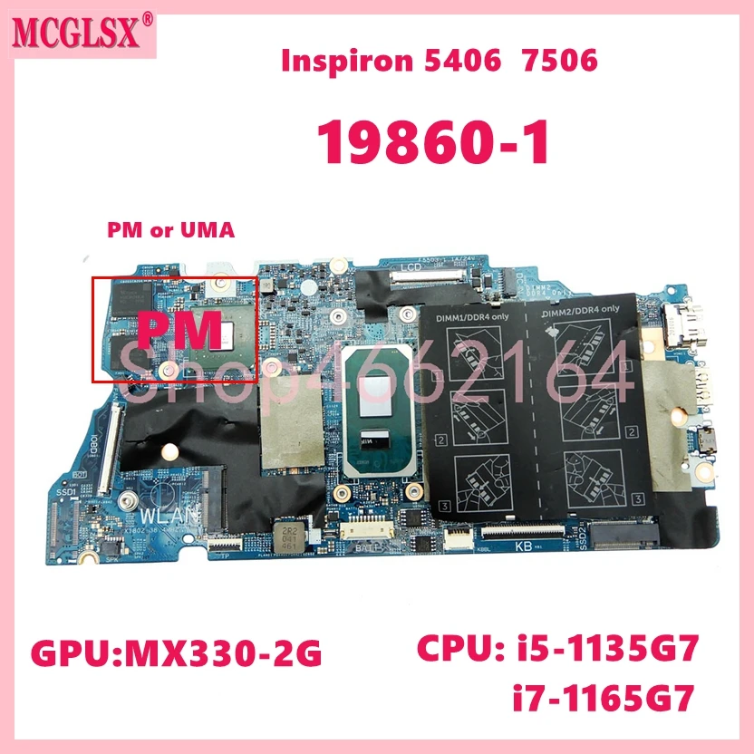 

19860-1 With i5-1135G7 i7-1165G7 CPU PM or UMA Laptop Motherboard For Dell Inspiron 14 5406 2n1 Mainboard 02VWCV 0FW6F0 0VMRNH