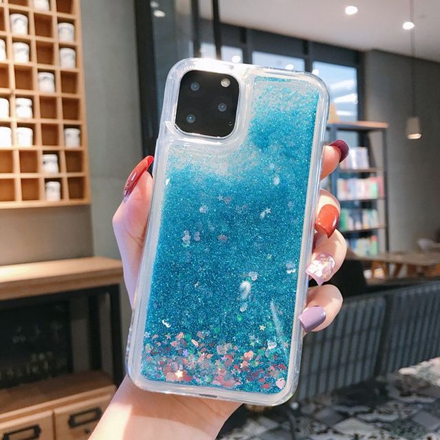 Quicksand Cover for iPhone 13 12 11 Pro Max Liquid Hard Phone Shell for iPhone 6 6S 7 8 Plus X XR XS Cute Apps Icon Case