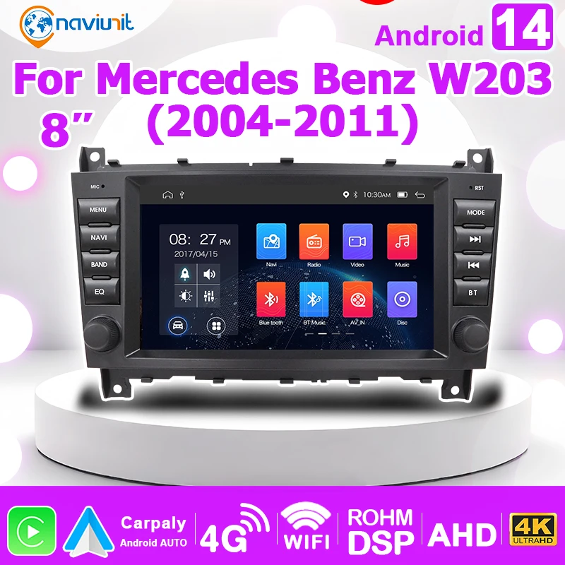8'' Screen Android 14 Auto Car Radio Carplay For Benz C-CLASS W203 CLK/A/G-CLASS W209 W168 W463 autoradio 2din Multimedia player