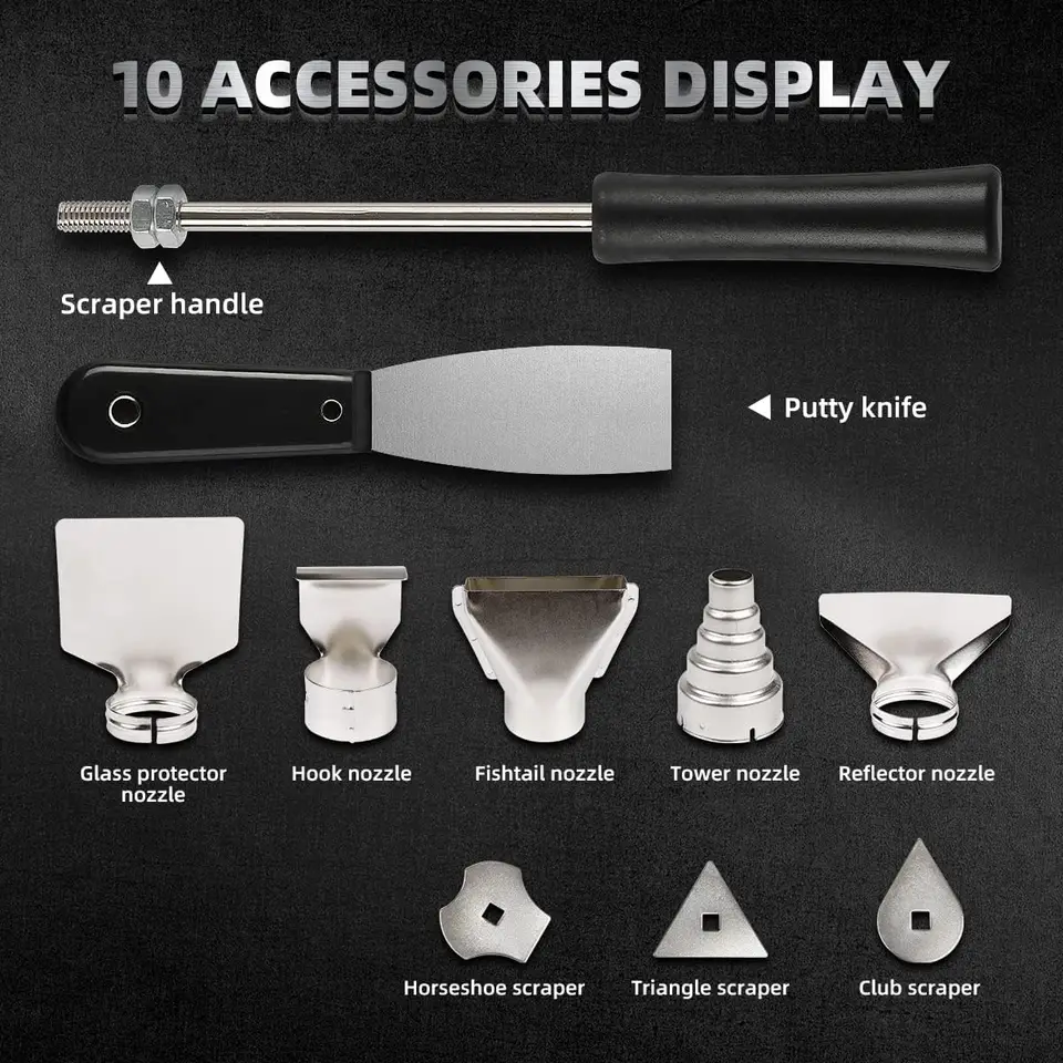 Pistola Ad Aria Calda Professionale Huepar - 400°C/550°C, 4 Ugelli, Per Sverniciatura, Restringimento E Scongelamento - Foto 3