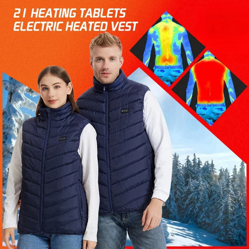 ​USB Heated Jacket Vest for Men Women Electric Temperature Control Infrared Self Heating Warm Coat Windproof Thermal Outdoor​