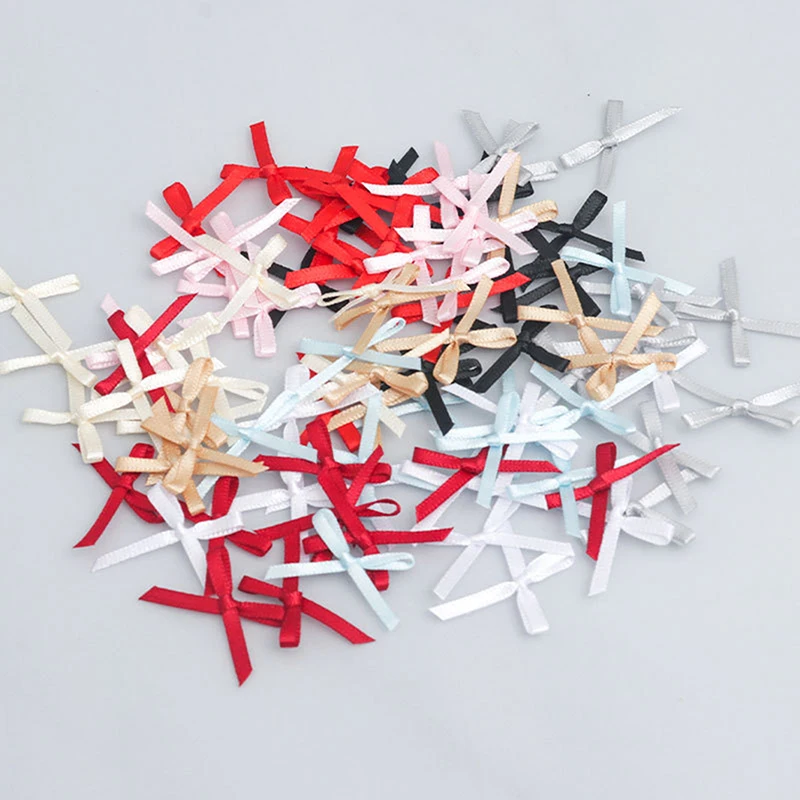 100pcs Ribbon Bows Small Size Satin Ribbon Bow Flower Craft Decoration Handwork DIY Party Decoration Tie Gift Packaging Supplies Ribbon Decoration Satin Ribbons Ribbon Supplies Satin Ribbon