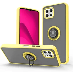 Armor Matte Shockproof Case with Magnetic Ring Holder and Stand for TMobile Revv7 Pro 5G (Yellow)