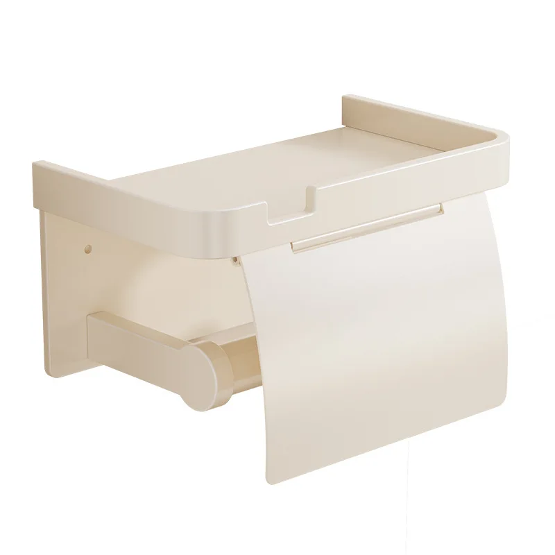 Bathroom Toilet Paper Box Roll Paper Toilet Cream White Toilet Tissue Box Wall Mounted Non Perforated Toilet Paper Storage Rack