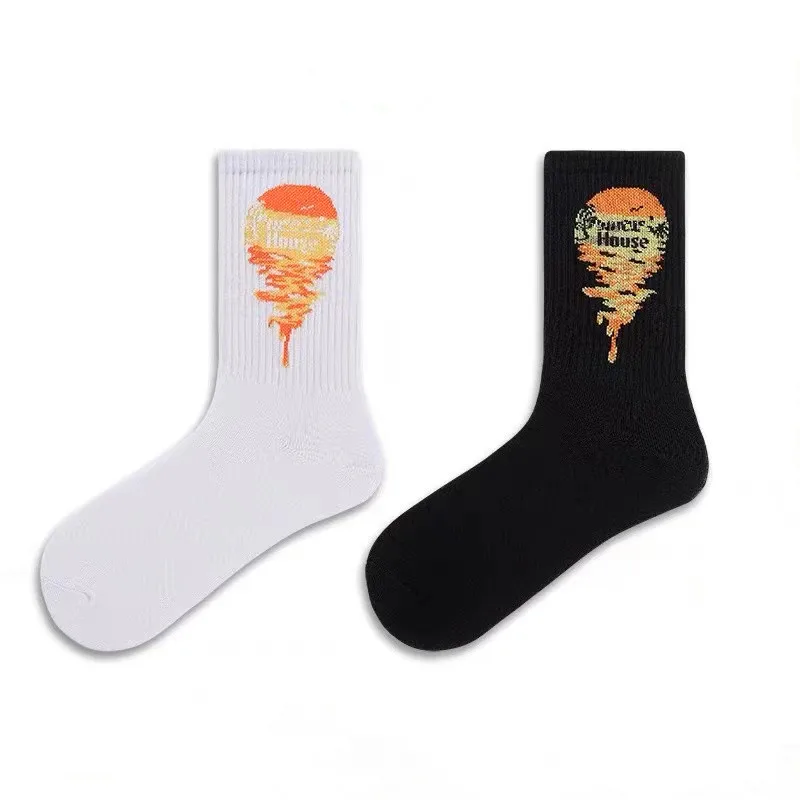 

West Coast Hip Hop Trend Brand Sunset Tube Socks Rap Men And Women Street Skateboard Sports Cotton Socks