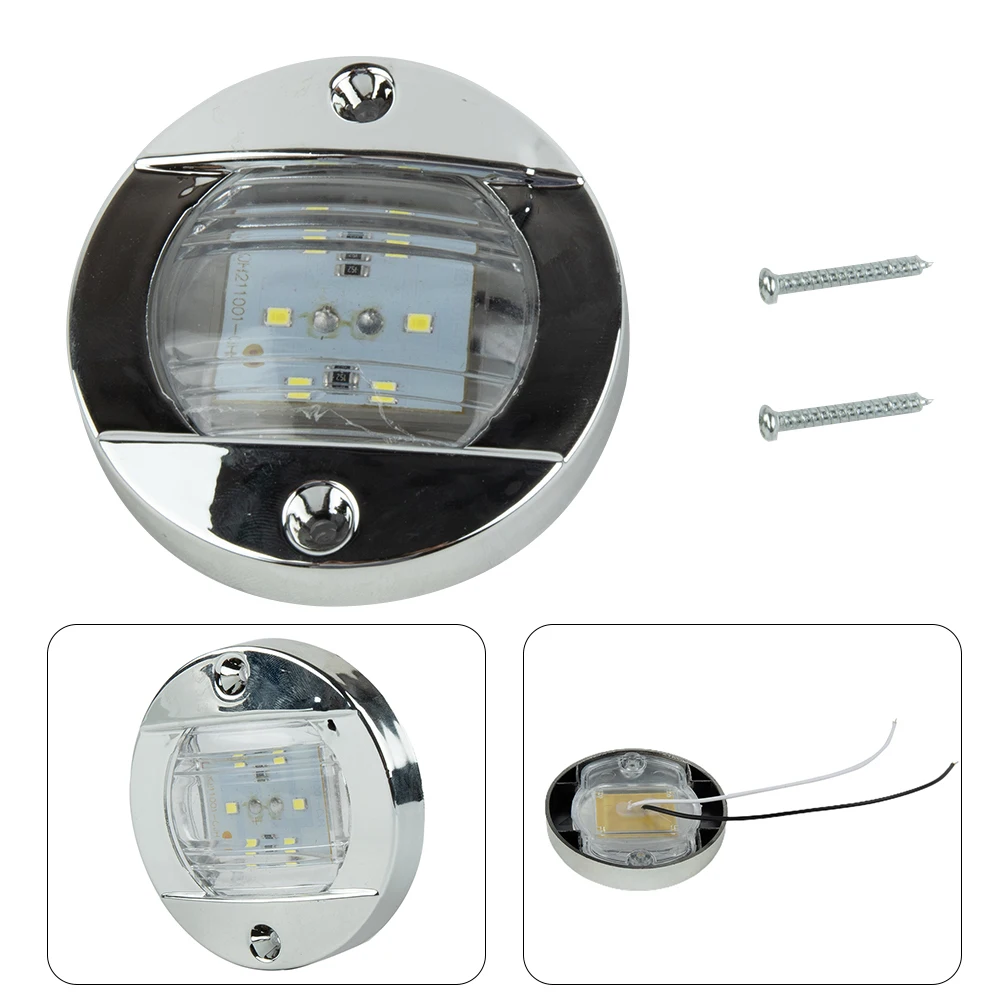 Universal 6 Led Light White Round LED Stern Light Cabin Deck Courtesy Bulb 12V Waterproof Lamp For Marine Boat plastic metal 4pc universal car interior door courtesy light lamp switch button light switch button