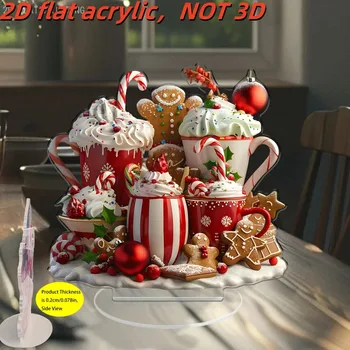 1pc Snowhouse Santa Elk Gingerbread Man Acrylic 2D Flat Decoration Christmas Gift Holiday Atmosphere Noel Home Desktop Ornaments 1