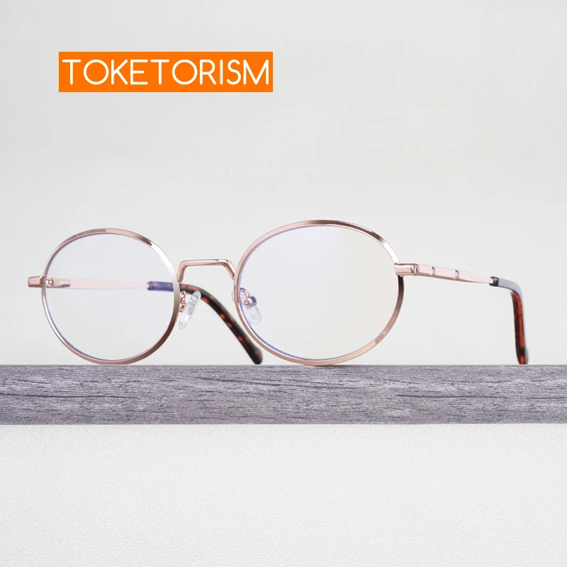 

Toketorism Trend Oval Women's Small Glasses Retro Round Metal Frame For Men Computer Eyeglasses 8503