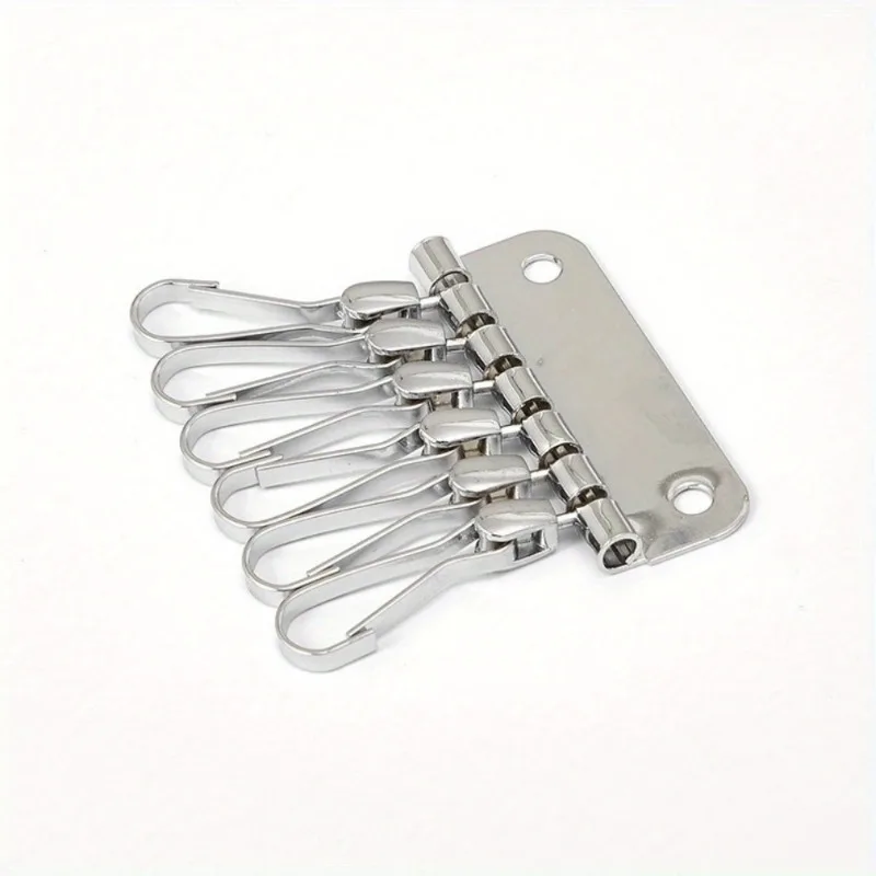 Leather Key Holder with 6 Hook Rivets - Wallet Keychain Organizer Accessory