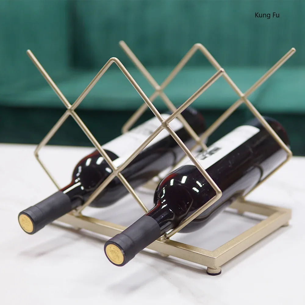 Iron Art Extraction Gold Wine Rack Home Hotel Bar Wine Storage Rack Coffee Shop Milk Tea Shop Art Design Decoration