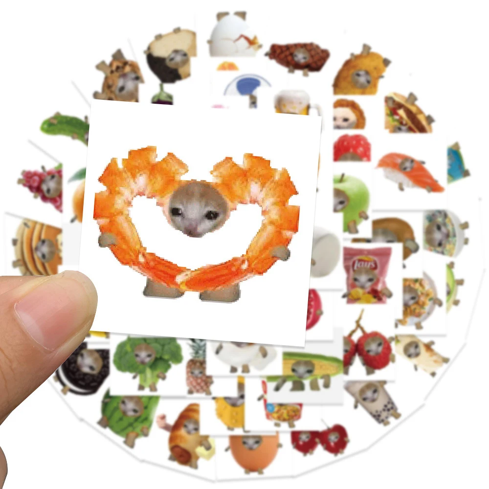 10/30/69PCS Cute Cartoon Food and Cat Meme Stickers Funny Animal Decoration Decals DIY Stationery Diary Phone Kawaii Sticker Toy