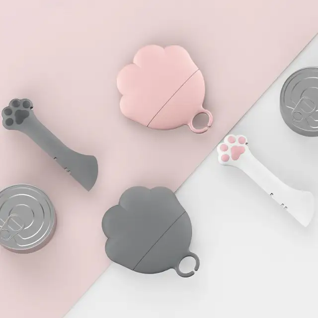 Pet Canned Spoon Adorable Lovely Paw Design Silicone Cat Food Can Lid Cover Spoon Jar Opener Puppy Feeding Food Scoop 5