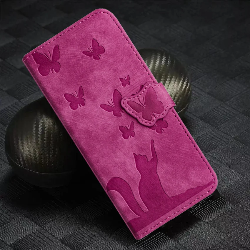 thumbnail image 1 of Funda de cuero con tapa de mariposa y gato para Redmi Note 8, 9, 10, 11, 12 Pro, 10S, 11S, 12S, tarjetero, 1 of 5