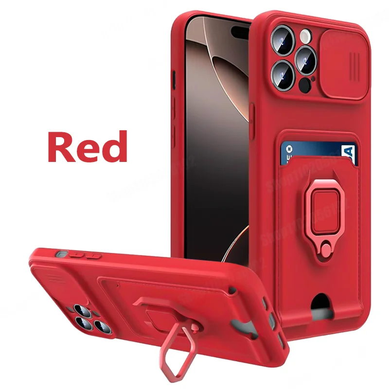 Enhanced Slide Camera Armor Case with Card Slot & Magnetic Ring Holder - Premium Protective Cover