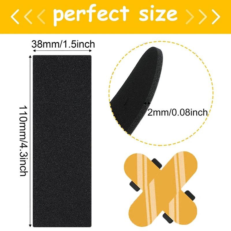 24 Pieces Fingerboard Foam Grip Tape Adhesive Foam Tape Black Non Slip Grip For Mini Fingerboards finger skateboard toys fingerboard set