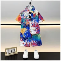 Ensemble de vêtements d'été 2 pièces pour bébés garçons, T-shirts + shorts à motifs de dessins animés, tenues de plage, survêtements pour enfants, costumes de vacances 6