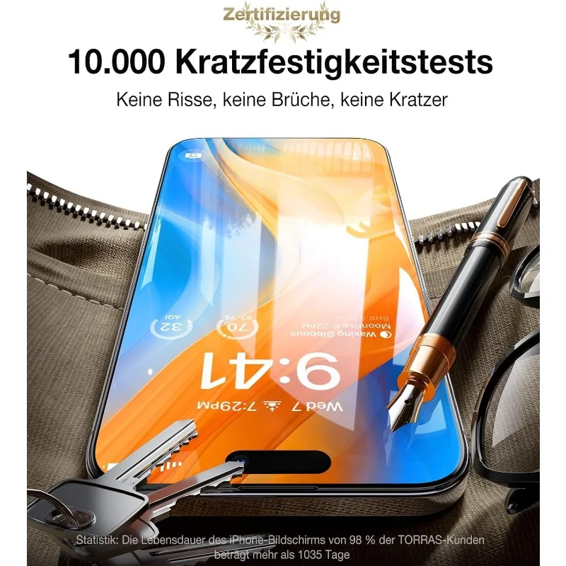 TORRAS Tempered Glass for iPhone 15 14 13 Pro Max Plus Screen Protector Dust Proof 9H+ Protective Film With assisted laminator