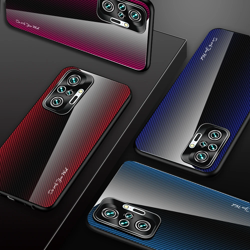Gradient Stripe Case For Redmi Note11S 10Pro 10S 10C 9T Tempered Glass Phone Case For POCO X4PRO X3NFC X3GT M4PRO M3PRO