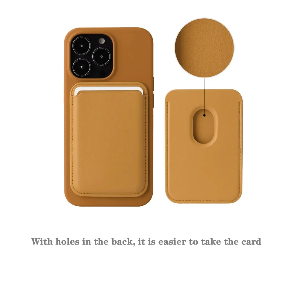 Ymuyus Strong Magnetic 3-cards Card Holder for Apple Iphone 12 13 14 15 Pro Max Select Tone Minimalist Slim Design Card Sleeve