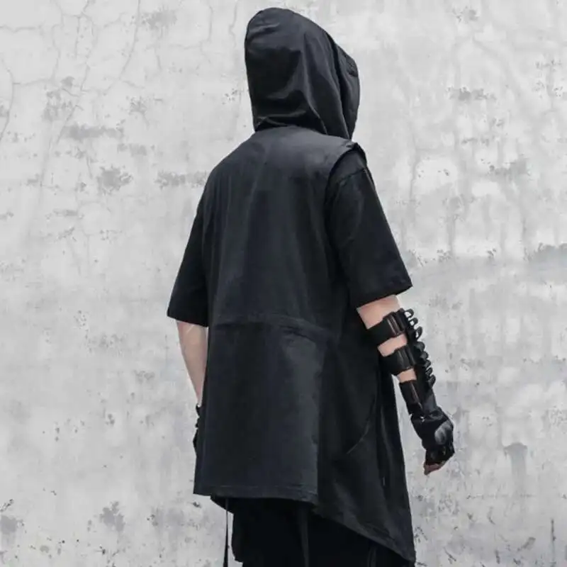 HKSH Spring Autumn New Male Tide Dark Punk Hip Hop Trench Hooded Cape Retro Gothic Sleeveless Coat Streetwear Windbreaker HK2368