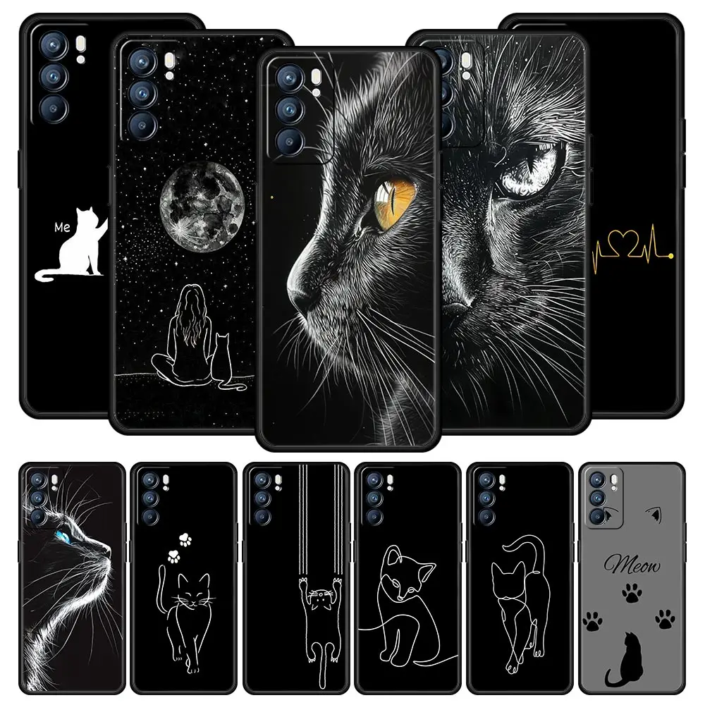 Sleek Black Cat Design Phone Case Cover