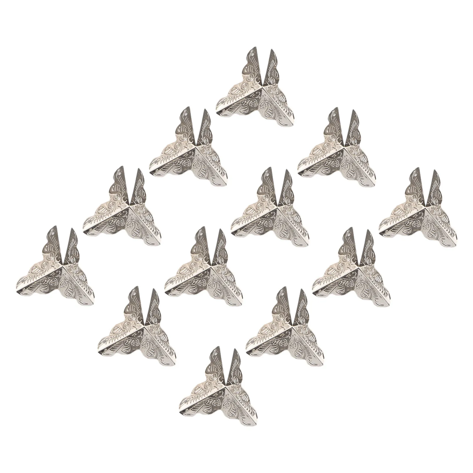 

12Pc Vintage Flower Box Corners For Furniture Decor Triangle Rattan Carved Antique Jewelry Case Chest Edge Cover Protector Guard