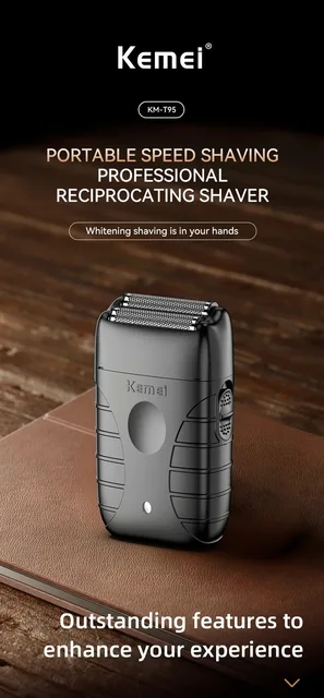 Kemei 2299-プロのコードレス電気シェーバー2296 t95充電式