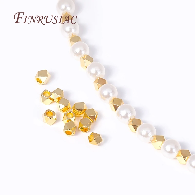 18KGoldPlatedCutCornerRhombusBeadsForBraceletsMakingHigh