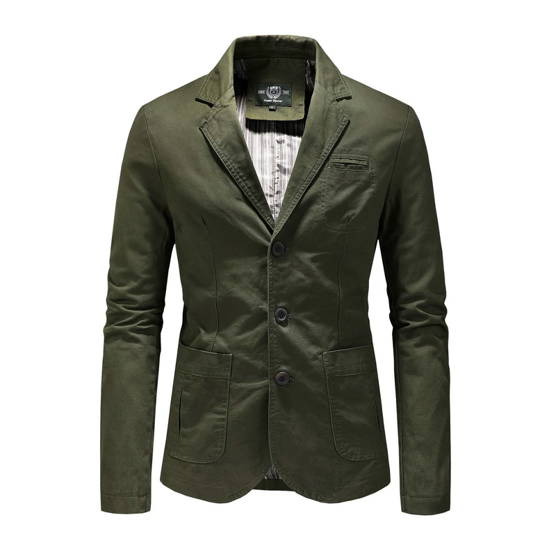 New Men's Blazers Male Male Spring Autumn Pure Cotton Solid Casual