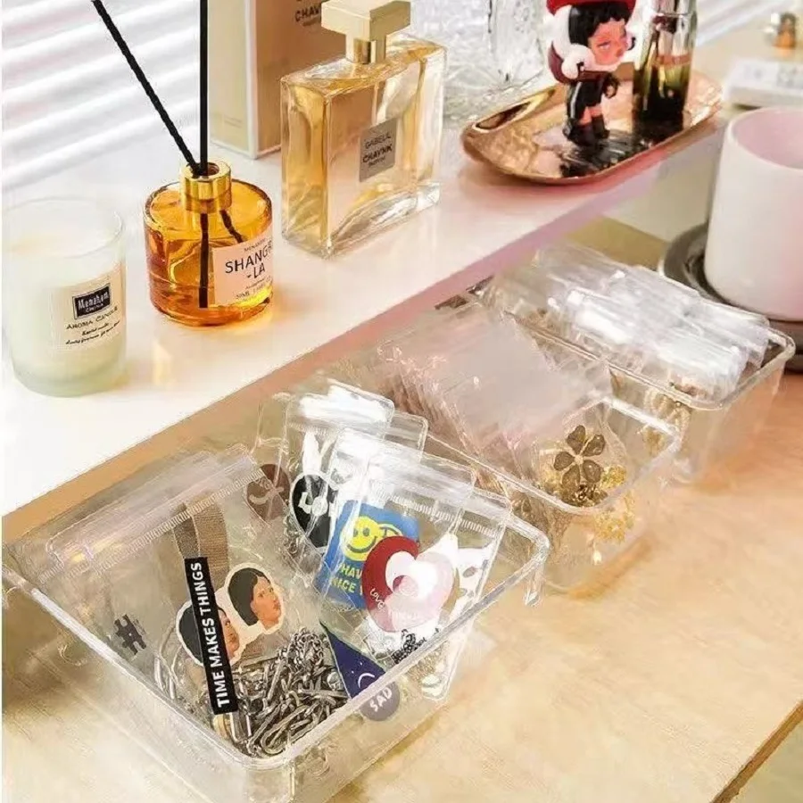 Jewelry Small Self-Sealing Plastic Zip Clear PVC Storage Bags Storing Bracelets Rings Earrings Organizer 100pcs