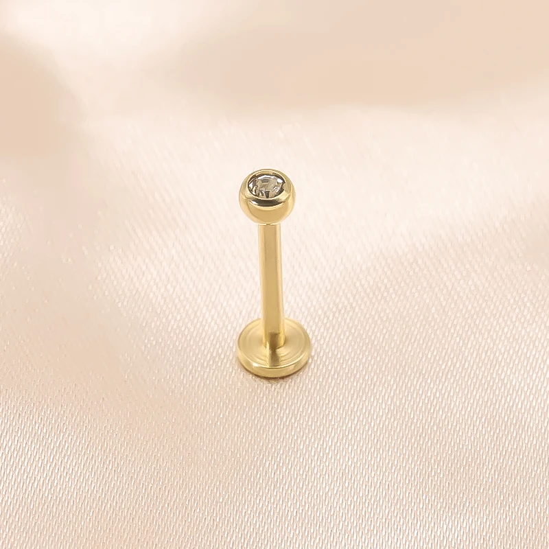 16G G23 Titanium Piercing Labret Stud Monroe Lip Ring Internally Threaded Crystal Cartilage Tragus Helix Conch Earring For Women 