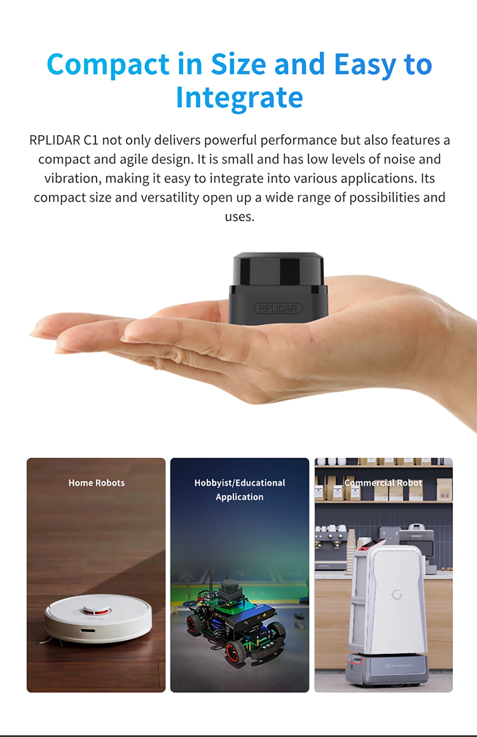 SLAMTEC RPLIDAR C1 Lidar Sensor TOF 12M Ranging 360 ° Scanning For Robot Positio