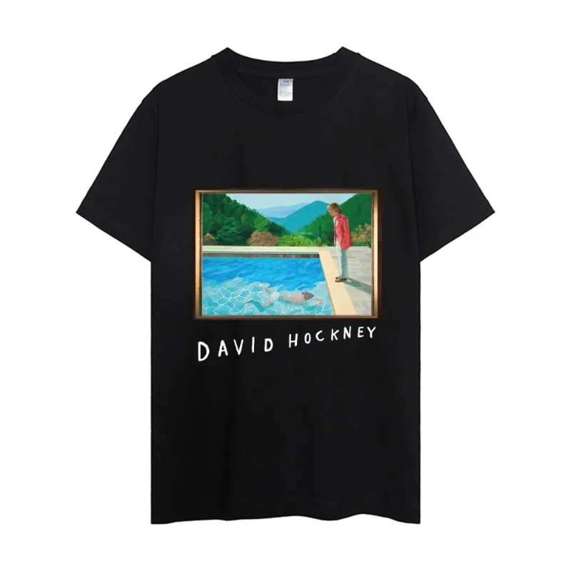 

Футболка David Hockney женская комбинированная одежда с коротким рукавом и воротником модная мужская хлопковая