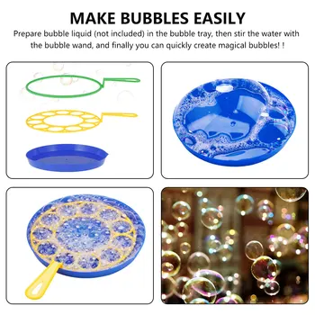 Bubble Machine Blowing Bubble Tool Outdoor Fun Soap Bubbles Concentrate Stick Blowing Bubble Tray Kids Interactive Toys Kits 5