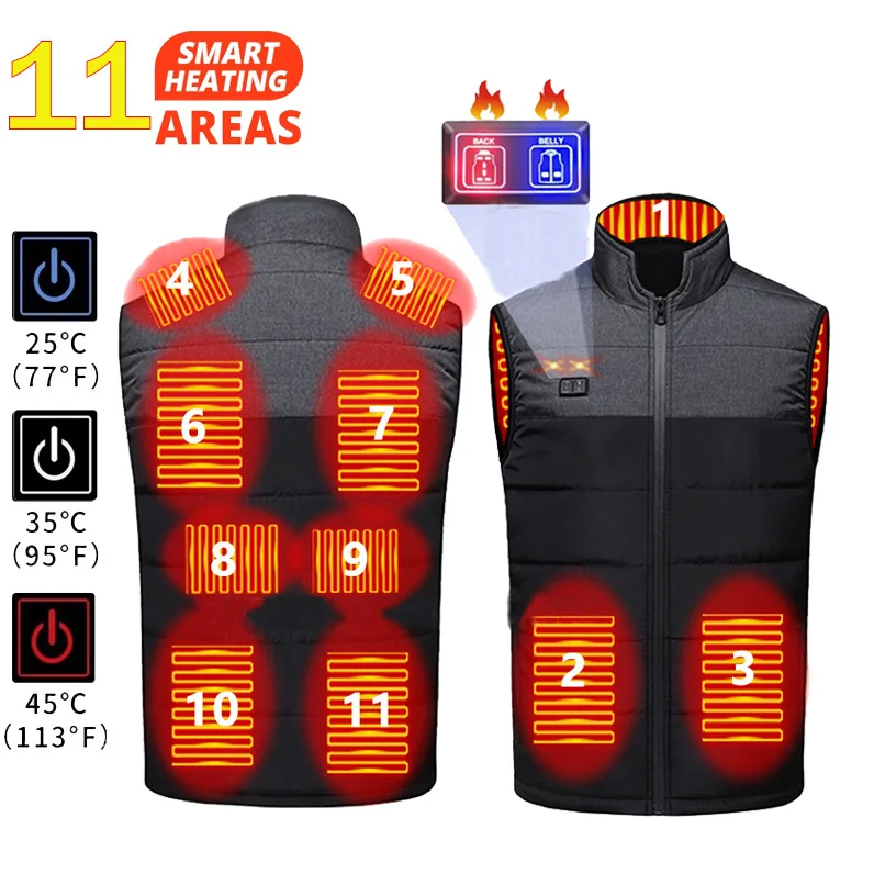 thumbnail image 1 of Chaleco calefaccionado de 21 áreas para hombre y mujer, chaqueta calefactable de invierno para mujer, calentador eléctrico USB, chaqueta táctica, chaleco térmico, abrigo calentador corporal, 1 of 5