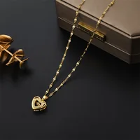 Collier avec pendentif en forme de cœur battant en cristal pour femmes, mode coréenne, chaîne de clavicule en acier inoxydable, bijoux de mariage Sexy 3