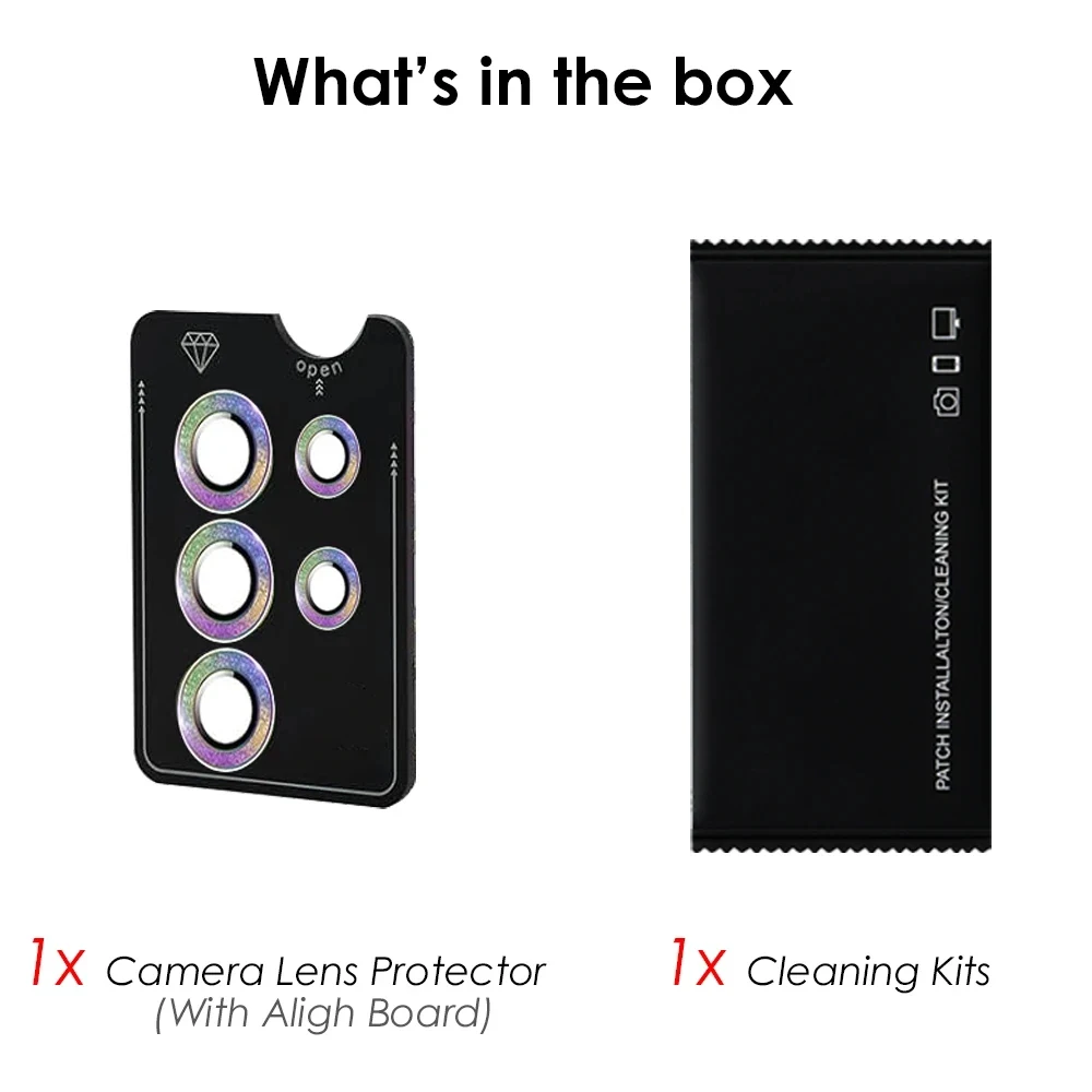Glitter Bling Camera Lens Protector with Aluminum Alloy Ring and Alignment Board