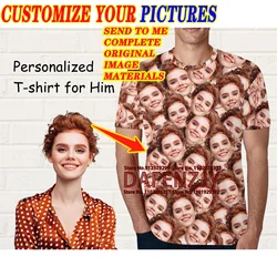 Personalized Retro Style Custom Photo/Name Men's T-Shirt - Short Sleeve Harajuku Tee - S (Black)