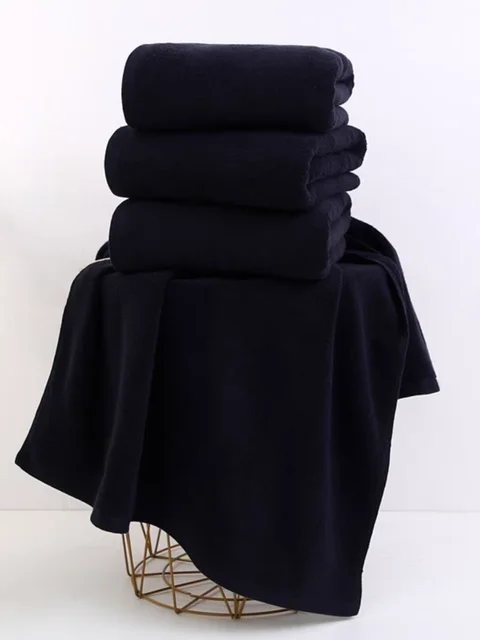 Black bath towel Super absorbent cotton bath towel towel Fitness quick drying sports towel Beauty salon hotel daily bath towel