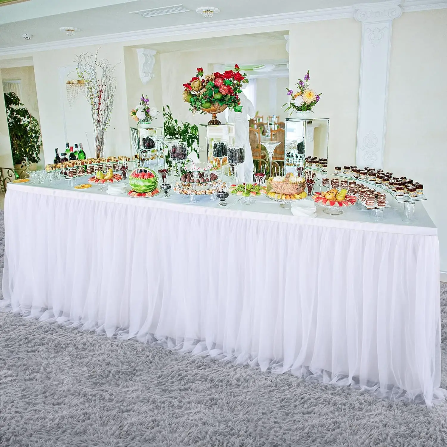 Tulle Table Skirt Tutu Table Skirt Tablecloth Decorations Baby Shower Wedding et Banquet Decoration Black Skirting
