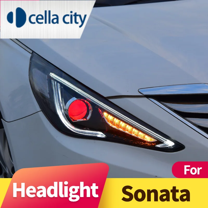 

Фара в сборе для Hyundai Sonata 2010-2014 Hyundai i45 светодиодный DRL светодиодный демонические глаза
