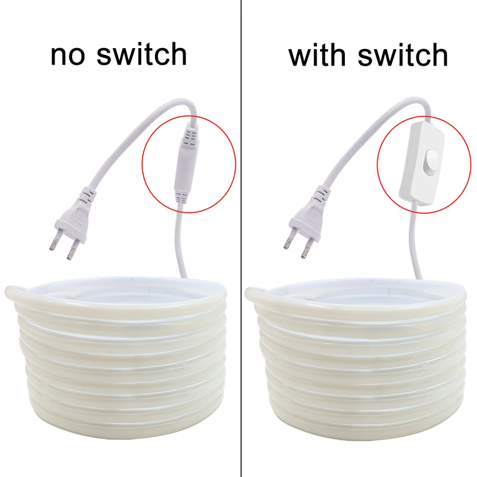 Striscia LED COB 2M, Nastro LED 220V 360 LEDs/m CRI≥85, Striscia COB Flessibile Super Luminosa Impermeabile IP65 Con Spina Interruttore Per - Foto 2