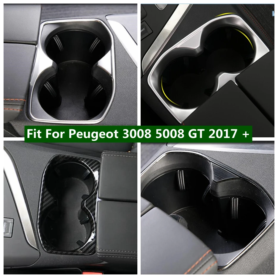

Car Front Center Control Water Cup Holder Frame Cover Trim For Peugeot 3008 5008 GT 2017 - 2022 Console Panel Decor Accessories
