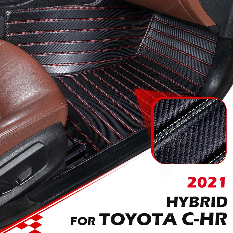

Custom Carbon Fibre style Floor Mats For Toyota C-HR Hybrid 2021 Foot Carpet Cover Automobile Interior Accessories