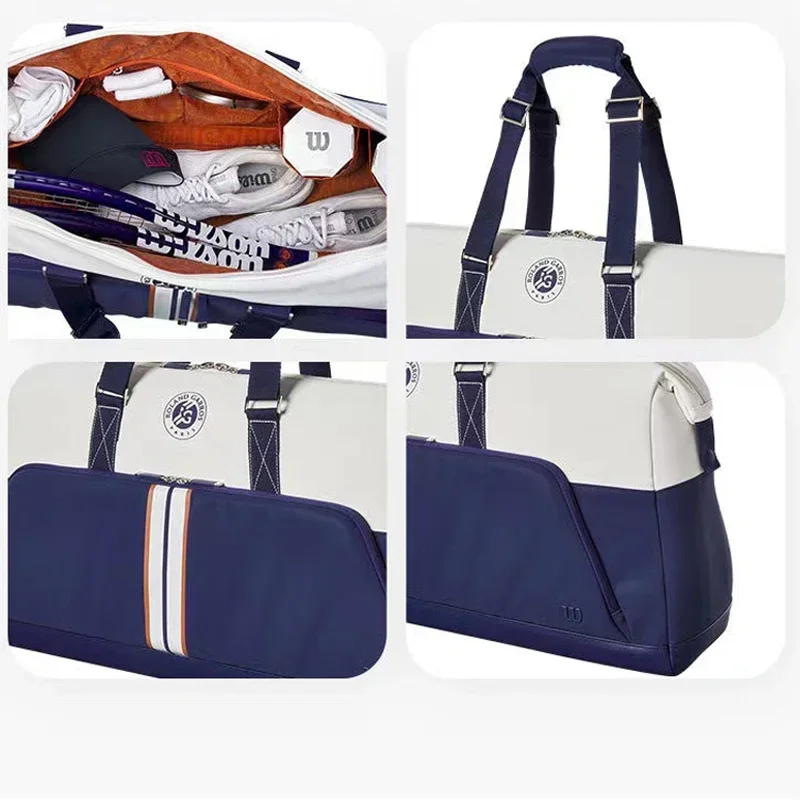 Wilson 2023 Navy 4-6pcs Tennis Racket Bag Super Tour Nylon Large Tennis Bag for 5 Racquets With Two Compartment 5