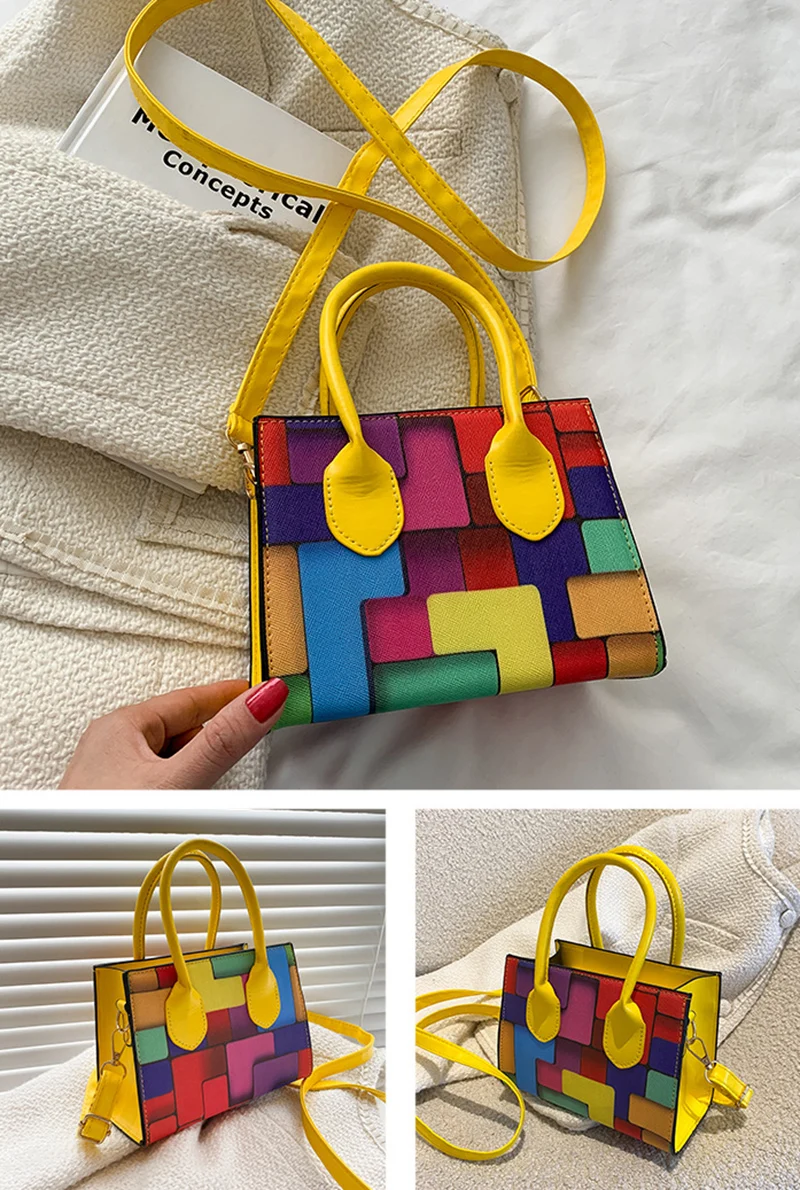 JEALOVE Fashion Small Square Shoulder Bags For Women Hit Color Rainbow