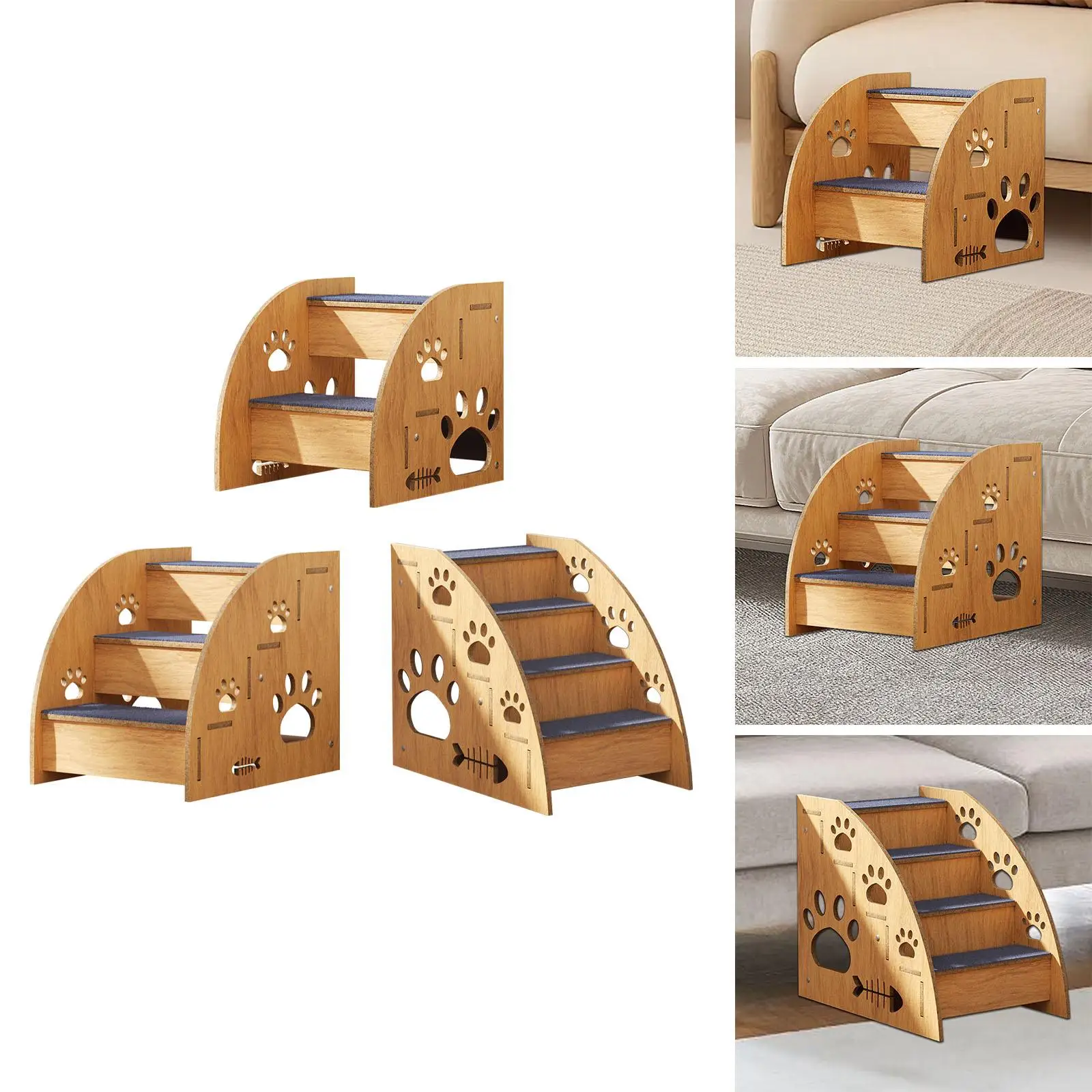 Wooden Pet Stairs Puppy Stairs Wood Dog Stairs Ladder for Small Dogs Cats and Other Small Pets Small and Older Animals Indoor